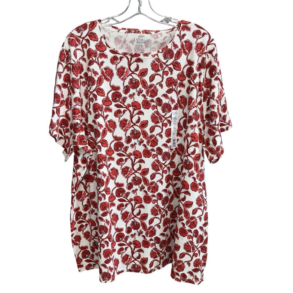 CROFT & BARROW MULTICOLOR WOMEN'S THE CLASSIC CREWNECK SHORT SLEEVE TEE SZ/ 3X - Picture 4 of 7